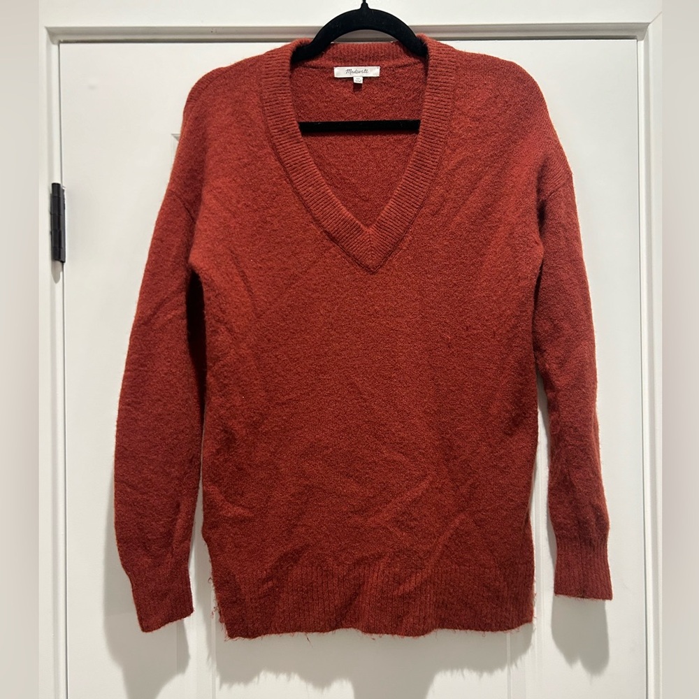Madewell Bartlett V-neck Pullover Oversized sweater Sz XS - Picture 2 of 5